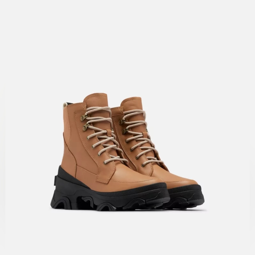 Sorel Brex Lace Up Boots Tawny Buff leather Waterproof Chunky Platform Size 9.5